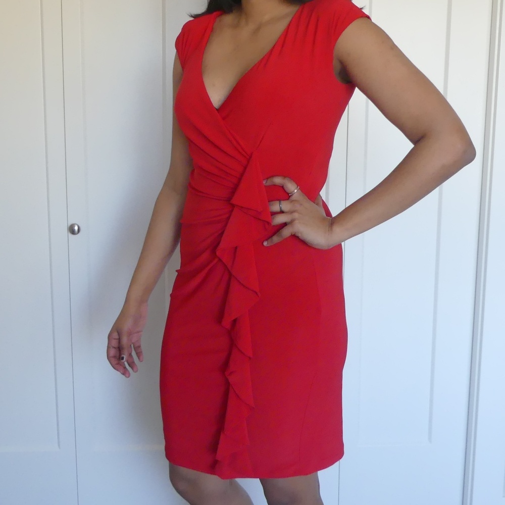 NWT Evan Picone Sexy Red Ruffle Cocktail Dress